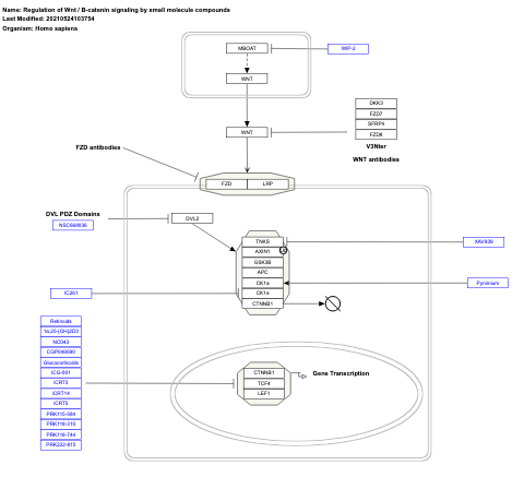 Regulation of Wnt / B-catenin signaling by small molecule compounds