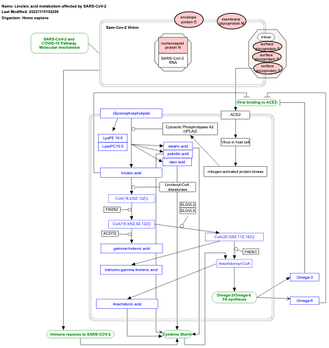Linoleic acid metabolism affected by SARS-CoV-2
